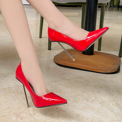 120mm Women's Party Daily Classic Red Sole High Heels Patent Iron Heel Pumps