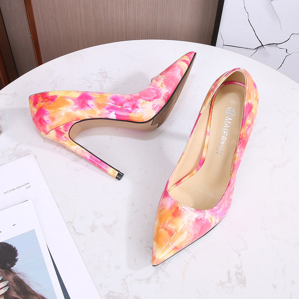 110mm Women's Classic Pointed Toe Stiletto Heels Fashionable Multicolor Party Shoes